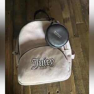 NWT Juicy Couture Dusty Blush Chocolate Velour Queen Of Everything Backpack SOFT